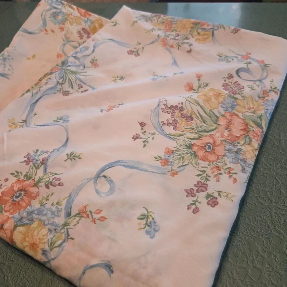 Vintage Springmaid Twin Flat Sheets Set of 2 Floral Bouquet USA Cottagecore